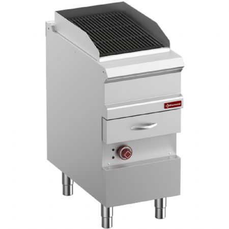 Grill pierre de lave profondeur 700 électrique, grille en fonte réversible, 6 kW - Diamond Promo - E7/GVQA4-N