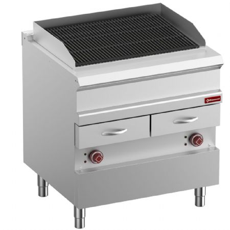 Grill pierre de lave profondeur 700 électrique, grille en fonte réversible, module 1/1, 800x700x850/920 mm - Diamond Promo - E7/GVQA8-N