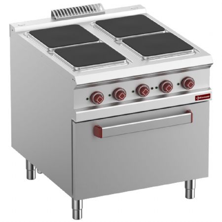 Fourneau profondeur 900 électrique 4 plaques avec four GN 2/1 19 kW - Diamond - E9/4PQF8-N