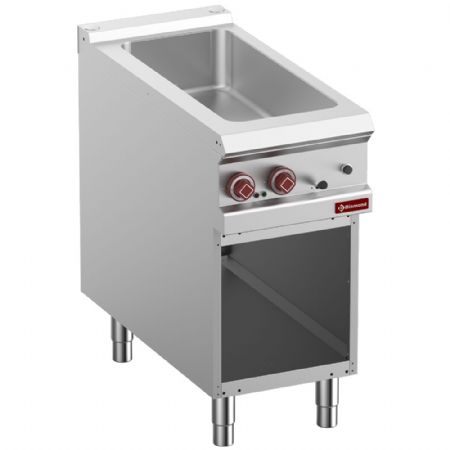 Bains-marie pro ligne profondeur 900 électrique 4 cuves GN 1/3-150 mm avec armoire ouverte - Diamond - E9/BMA4-N Bains-marie pro ligne profondeur 900 électrique 4 cuves GN 1/3-150 mm avec armoire ouverte - Diamond - E9/BMA4-N