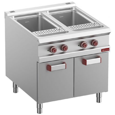 Cuiseur à pâte pro profondeur 900 électrique, 2 cuves 40 litres sur meuble fermé sans paniers, 18 kW - Diamond - E9/CPA8-N