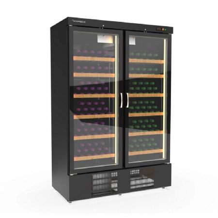 Armoire  vins bi-temprature noire 2 portes vitres  +2 / +18C - 500L