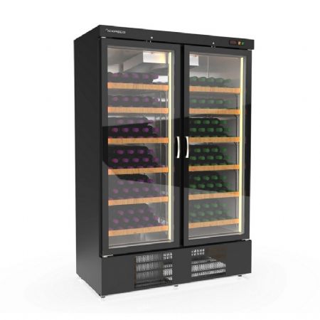 Armoire  vins bi-temprature noire 2 portes vitres  +2 / +18C - 500L