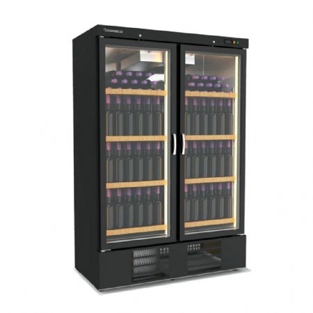 Cave à Vins 2 portes vitrées capacité 1201 L 12 étagères - Coreco - EBRW-1302-NI