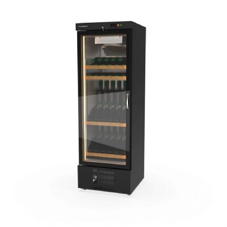 Armoire  vins positive noire 1 porte vitre  +2 / +18C - 500L