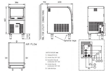 Machine  Glaons pro 24kg/24h forme gourmets avec cabine incorpore 9kg avec pompe de relevage