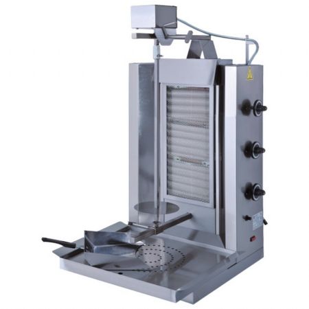 Grill Kebab gaz avec 3 zones de chauffage, moteur supérieur, capacité 30 kg - Virtus - ECO3G/N