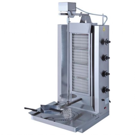Grill Kebab gaz avec 4 zones de chauffage, moteur supérieur et capacité 70 kg - Virtus - ECO4G/N