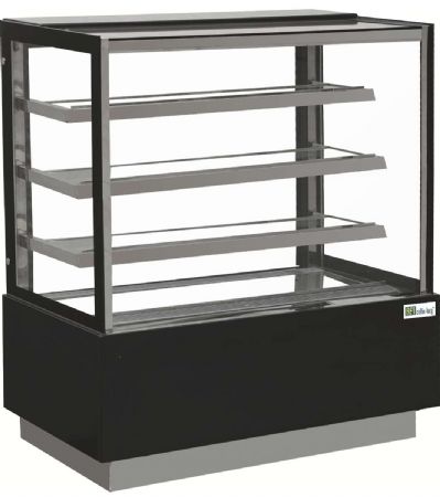 Vitrine panoramique positive pour patisserie avec vitre droite 3 tages +2 / +8C - 395L