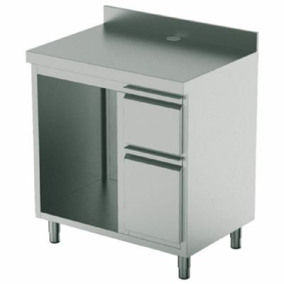 Comptoir pour machine � caf� pro 1 compartiment tiroirs int�gr�s - 600 x 1000 x 1100 mm