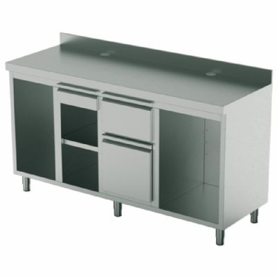 Comptoir pro pour machine à café tiroirs intégrés 2 compartiments - 600 x 2000 x 1100 mm Comptoir pro pour machine à café tiroirs intégrés 2 compartiments - 600 x 2000 x 1100 mm