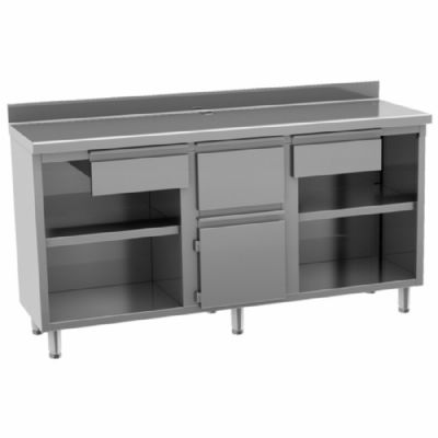 Comptoir pro acier inoxydable 2 tiroirs et armoire fermeture - 600 x 2000 x 1050 mm