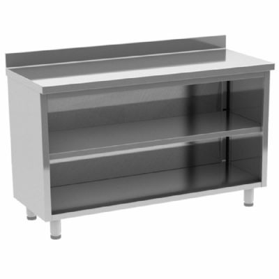 Comptoir arrire inox ouvert avec 1 tablette intermdiaire 1500x600 mm