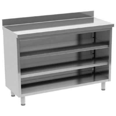 Comptoir arrire inox ouvert avec 2 niveaux intermdiaires 1000x600 mm
