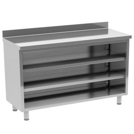 Meuble Bas de Rangement Inox Comptoir arrière 2 étagères intermédiaires, 1500x600x1050 mm - Virtus - EEZ0029