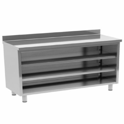 Comptoir arri�re inox ouvert avec 2 niveaux interm�diaires 2500x600 mm