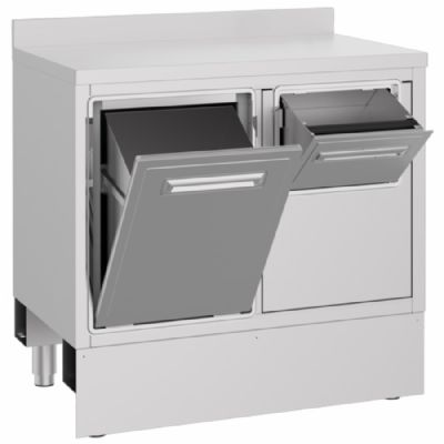 Comptoir pour machine  caf pro avec tiroir  marc et trmie dchets - 600 x 1005 x 1000 mm