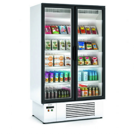 Vitrine verticale pro avec 2 portes et cots pleins -15 / -18C - 1268x771x2160 mm
