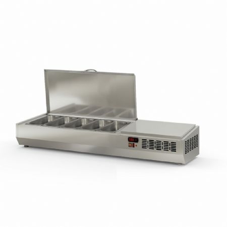 Saladette à Poser avec couvercle inox pour 5 bacs GN 1/3 L, température +2°/+8°C - Coreco - EI135-T-1/3