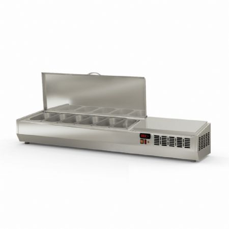 Saladette à Poser avec Couvercle Inox pour 6 Bacs GN 1/4 L Positive - Coreco - EI150-T-1/4
