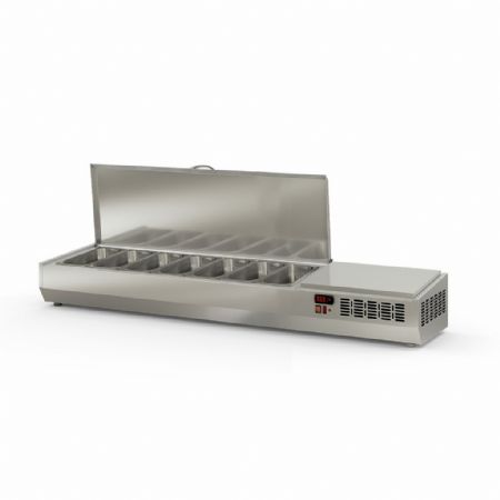 Saladette à Poser avec couvercle inox pour 7 bacs GN 1/3 L +2°C à +8°C - Coreco - EI180-T-1/3 Saladette à Poser avec couvercle inox pour 7 bacs GN 1/3 L +2°C à +8°C - Coreco - EI180-T-1/3