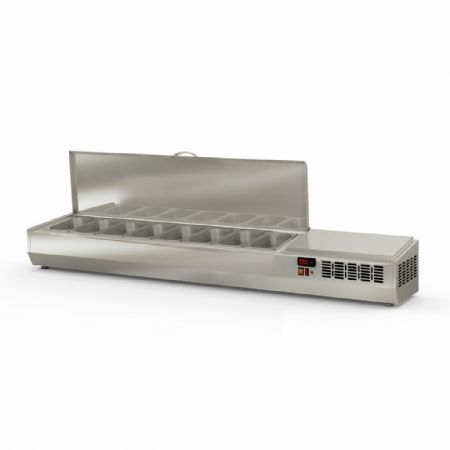 Saladette à Poser avec couvercle inox pour 8 bacs GN 1/4 positive - Coreco - EI180-T-1/4