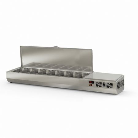 Saladette à Poser avec couvercle inox pour 8 bacs GN 1/3 L positive - Coreco - EI200-T-1/3 Saladette à Poser avec couvercle inox pour 8 bacs GN 1/3 L positive - Coreco - EI200-T-1/3