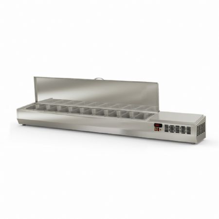Saladette à Poser avec couvercle inox 12 bacs GN 1/4 positive - Coreco - EI250-T-1/4 Saladette à Poser avec couvercle inox 12 bacs GN 1/4 positive - Coreco - EI250-T-1/4