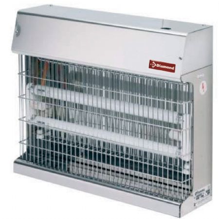 Exterminateur d'insectes professionnel mural en inox 2 tubes fluorescents 495x132x392 mm Monophasé - Diamond Promo - EI305-MX