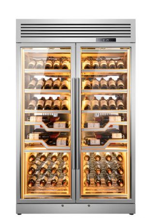 Cave  vins professionnelle 2 portes vitres - 144 bouteilles