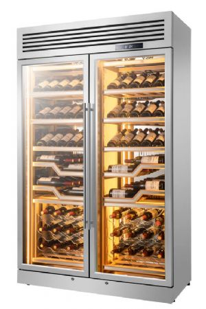 Cave  vins professionnelle 2 portes vitres - 144 bouteilles