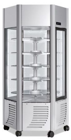 Vitrine réfrigérée négative 1010x900x1900 mm 6 faces vitrées 600 L tournante plateaux verres - Furnotel - ERGEBTLEDT