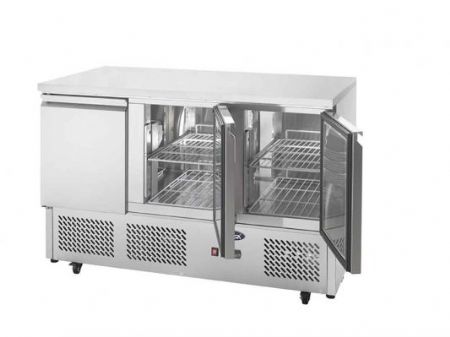 Meuble compact de stockage 3 portes inox réfrigérant 380 L - 1365x700x940 mm