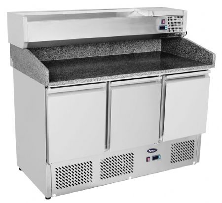 Meuble à Pizzas GN1/1 3 portes avec dessus granit 380 L positif - Atosa - ESL3852GR