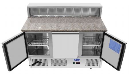 Meuble à Pizzas COMPACT GN1/1 DESSUS INOX 3 PORTES positif - Atosa - ESL3854GR