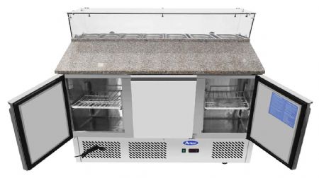 Meuble à Pizzas Compact GN1/1 Pare-Haleine Vitré 3 Portes Positif 380 L - Atosa - ESL3864GR