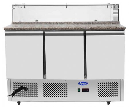 Meuble à Pizzas Compact GN1/1 Pare-Haleine Vitré 3 Portes Positif 380 L - Atosa - ESL3864GR