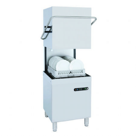 Lave vaisselle pro  capot monophas avec afficheur digital et pompe de vidange paniers 500x500mm - 20L