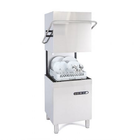 Lave vaisselle pro  capot triphas avec afficheur digital et pompe de vidange paniers 500x500mm - 20L