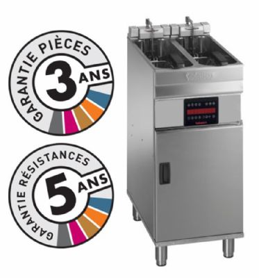 Friteuse électrique sur coffre 2 cuves 2x8 L puissance 14,4 kW triphasé Friteuse électrique sur coffre 2 cuves 2x8 L puissance 14,4 kW triphasé