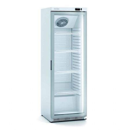 Armoire d'exposition rfrigre vitre blanche 1 porte battante +0 / +7C - 348L