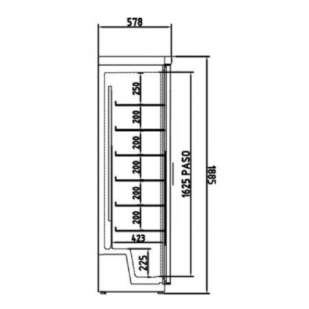 Armoire d'exposition rfrigre vitre inox 1 porte battante +0 / +7C - 348L