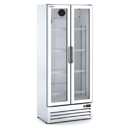 Armoire d'exposition rfrigre vitre blanche 2 portes battante +0 / +7C - 385L