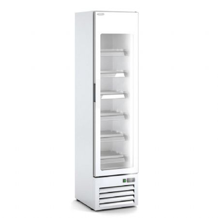 Armoire d'exposition rfrigre vitre blanche 1 porte battante +0 / +7C - 350L