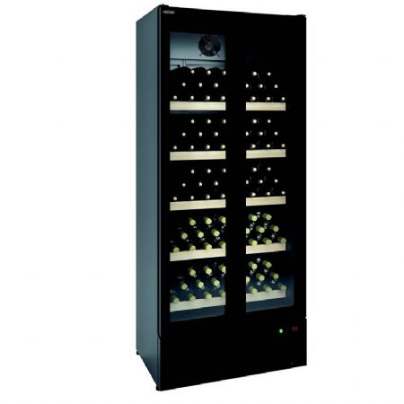 Armoire  vins positive noire 2 portes vitres  +4 / +8C - 400L