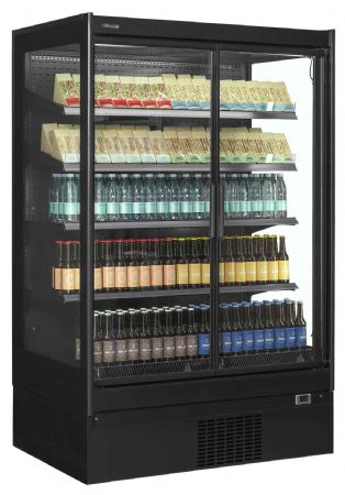 Vitrine murale de supermarché réfrigérée à froid positive noire 2 portes vitrées - Tefcold - EXTRA1250CD