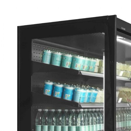 Vitrine murale de supermarché réfrigérée à froid positive noire 2 portes vitrées - Tefcold - EXTRA1250CD