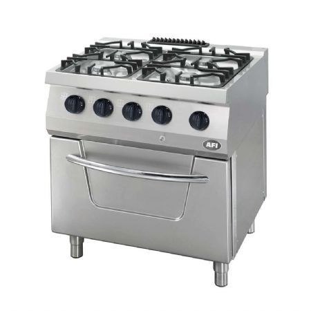 Fourneaux  gaz pro 4 brleurs 2x6 kW + 2x7,5 kW sur four lectrique GN 2/1