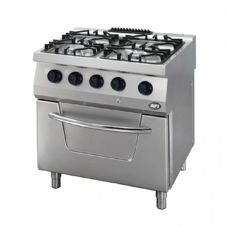 Fourneaux  gaz pro 4 brleurs 2x6 kW + 2x7,5 kW sur four  gaz GN 2/1