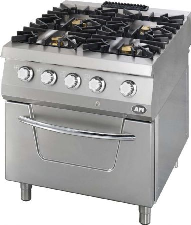 Fourneau à gaz pro 4 feux 4x10 kW sur four électrique - profondeur 900mm Fourneau à gaz pro 4 feux 4x10 kW sur four électrique - profondeur 900mm